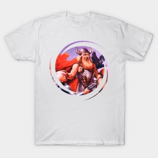 bearded viking with logo face and horns on his head T-Shirt